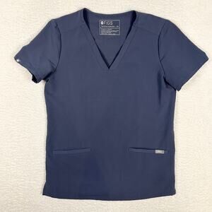 Figs Womens Size XS Casma Three-Pocket Scrub Top V Neck Medical Career Blue Gray